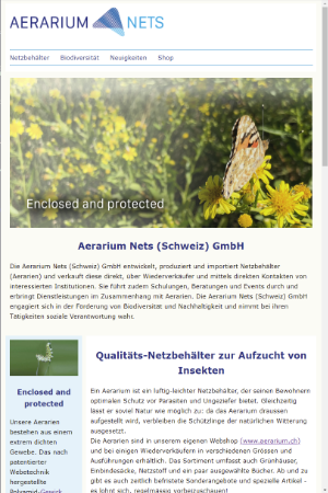 Webseite Aerarium Nets (Schweiz) GmbH